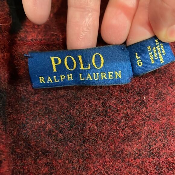 POLO RALPH LAUREN Men's Iconic Red Black Plaid Cardigan Blue label - Picture 4 of 9